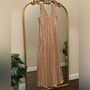 Marina Sequin Sleeveless Maxi Dress/Gown Blush Pink Size 10